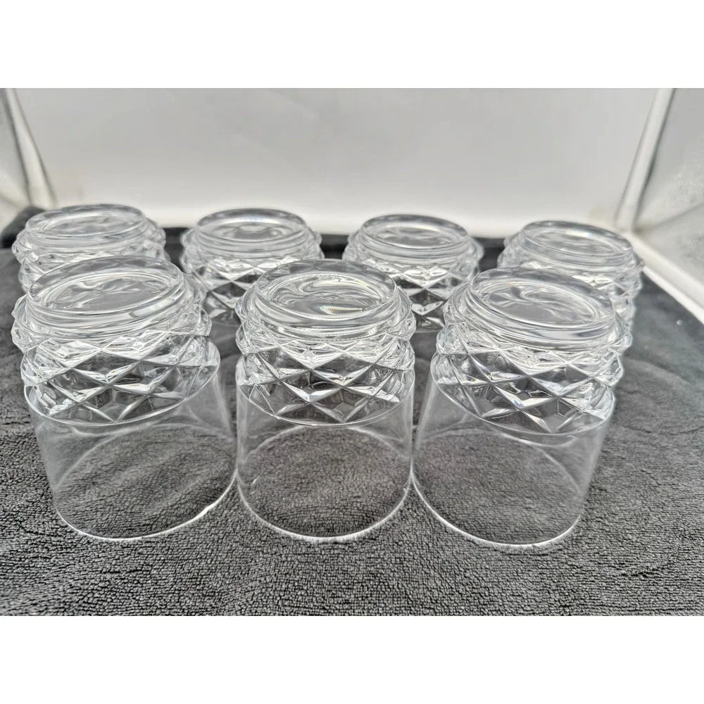 Lot of 7 Vintage Lead Crystal Diamond Cut Old Fashioned Rocks Glasses - Picture 5 of 14